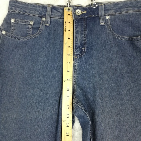 Merona Womens Jeans Boot Cut Blue Denim High Rise Medium Wash Long 12L - Picture 4 of 9